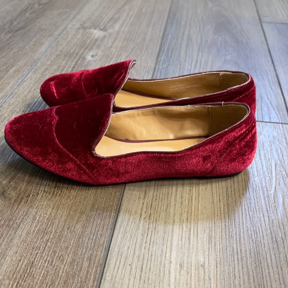 Red velvet loafers